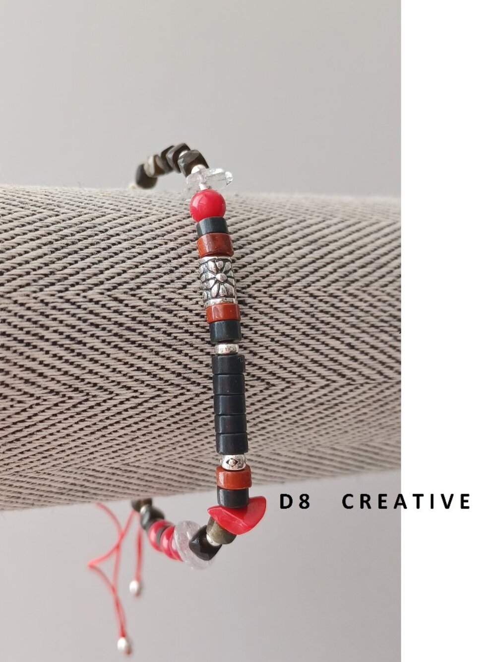 Men's 925 sterling silver with black onyx and mutli gemstone hand woven braceket